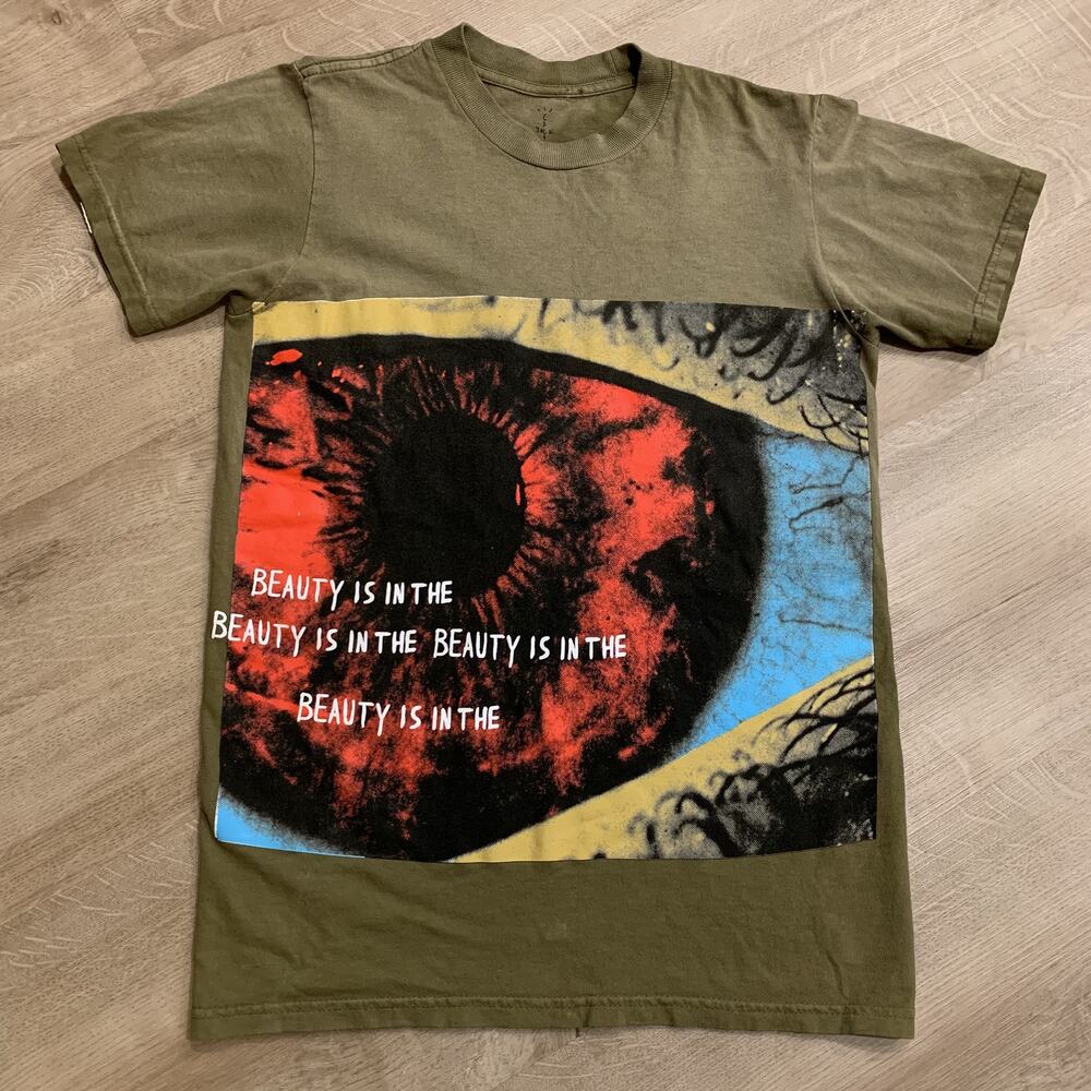 Travis Scott Cactus Jack Astroworld Houston Eye T-Shirt Men's Small Olive Green